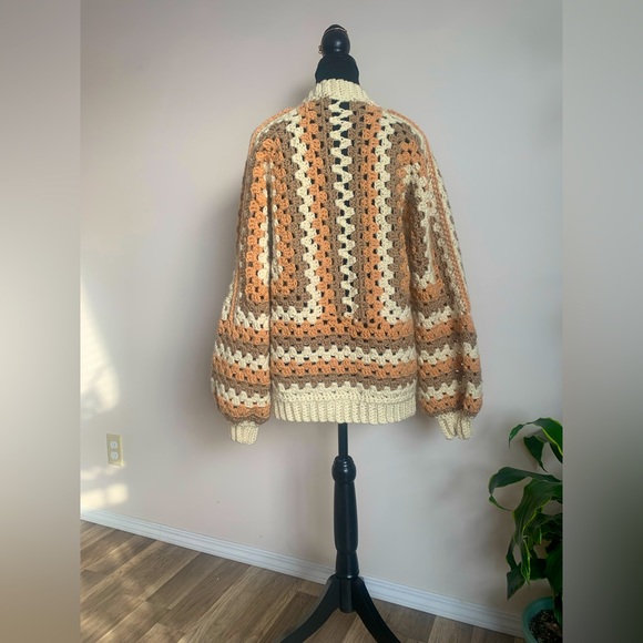 Handmade Oversized Crochet Granny Square Cardigan - Picture 2 of 2